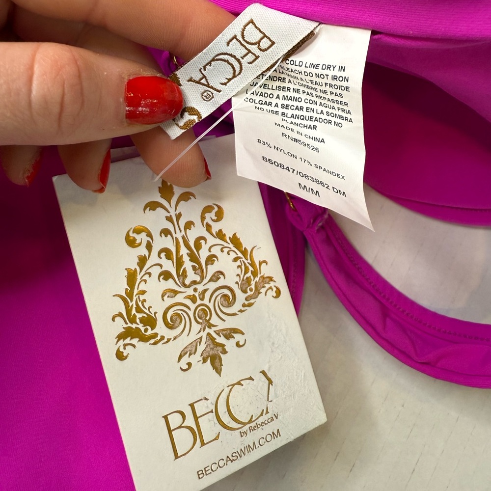 BECCA by Rebecca Virtue Color Code V Wire One Piece Swimsuit New With Tags Pink - Picture 11 of 12